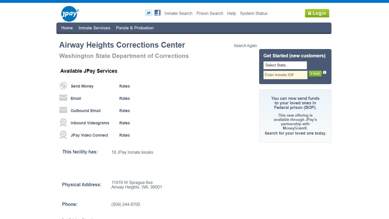 Airway Heights Corrections Center - JPay LLC